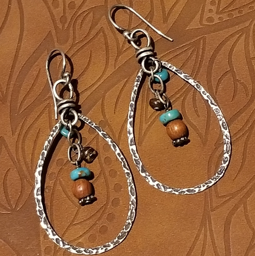 Silpada Sterling Silver, Wood & Turquoise Earrings